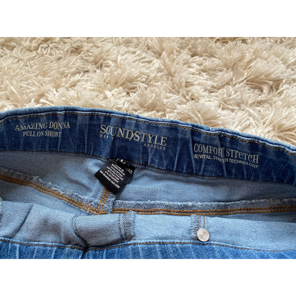 SoundStyle Shorts Raw Hem Pull-On Amazing Donna Denim Comfort Fit Spring Summer - Picture 4 of 6